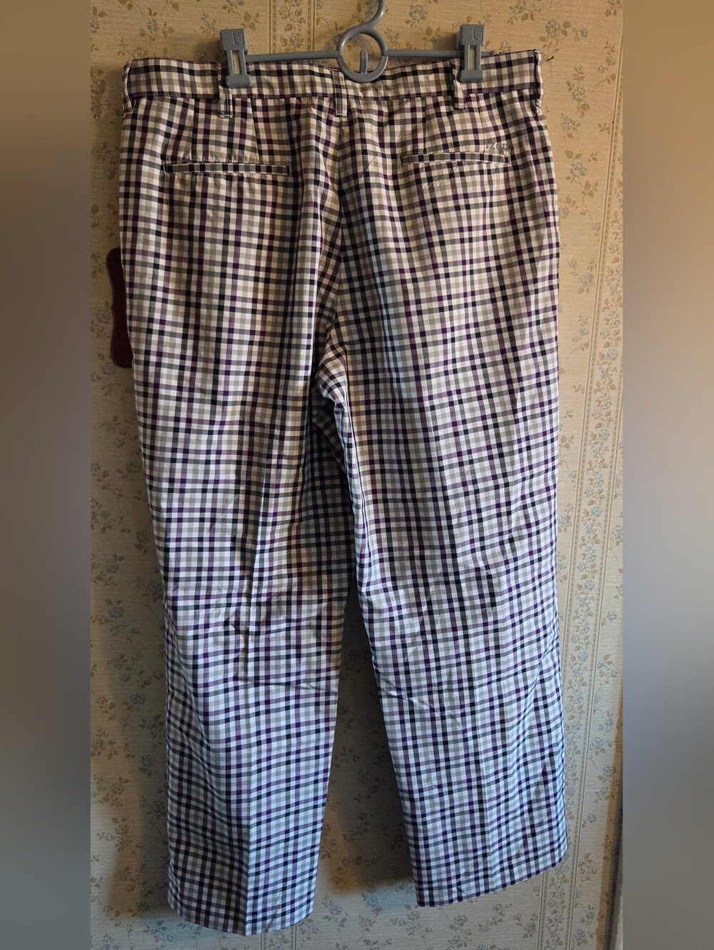 Izod PerformanceX Men's Purple and White Plaid Pants 36x30